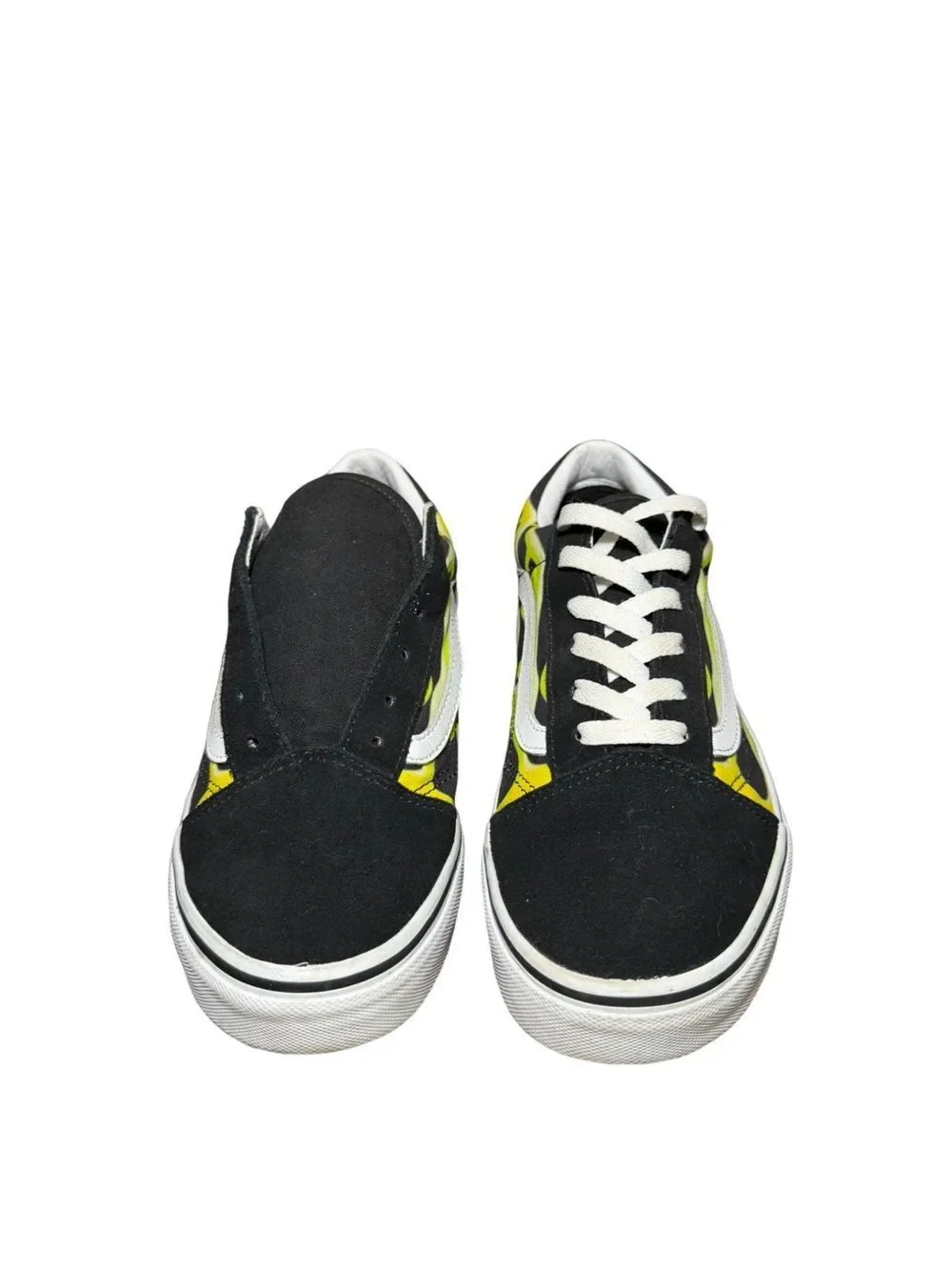 Vans Kids Black & Yellow Flame Old Skool Skate Shoe size 6.5